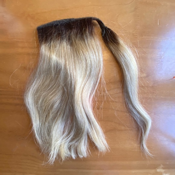 HAIRDO Human Hair Ponytail CLIP VELCRO WRAP EXTENSION KEN PAVES BLOND DARK ROOTS - Picture 11 of 12